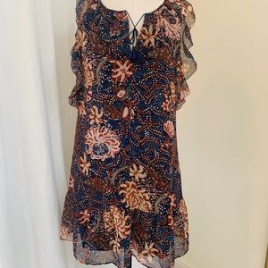 Madewell bohemian chiffon dress with flutter sleeves